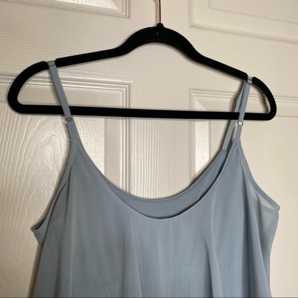 Show Me Your Mumu Caitlin Ruffle Maxi Dress in Steel Blue Chiffon Size Small - Picture 9 of 11